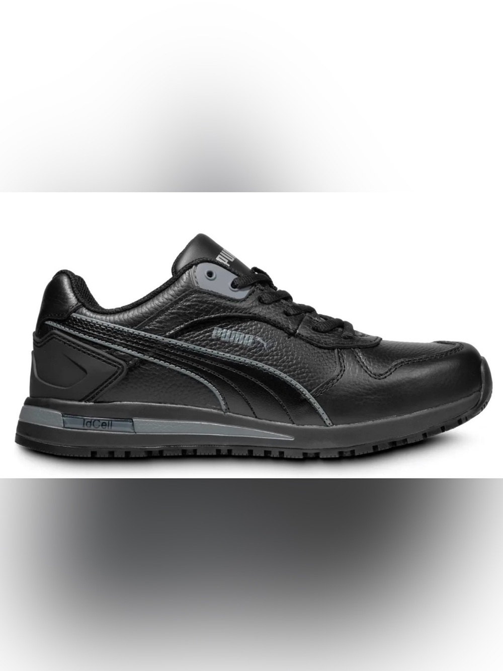 Puma Men's Black and Gray Low-Top Leather Sneaker